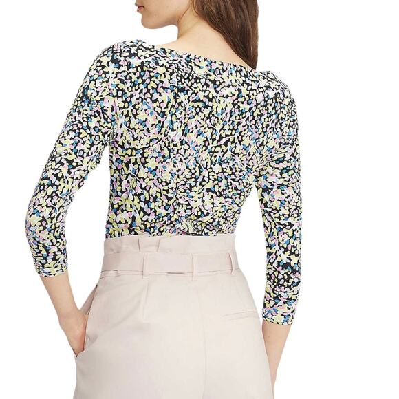 TED BAKER Normma abstract print stretch woven 3/4 sleeve Top - Picture 3 of 11